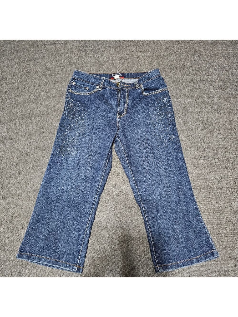 Vtg Design By Impression Rhinestone Capri Jeans 7/8